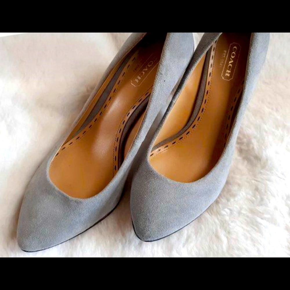 🍒HOLD🍒 Coach Suede High Heels Size 8 RETAIL $298 gray grey